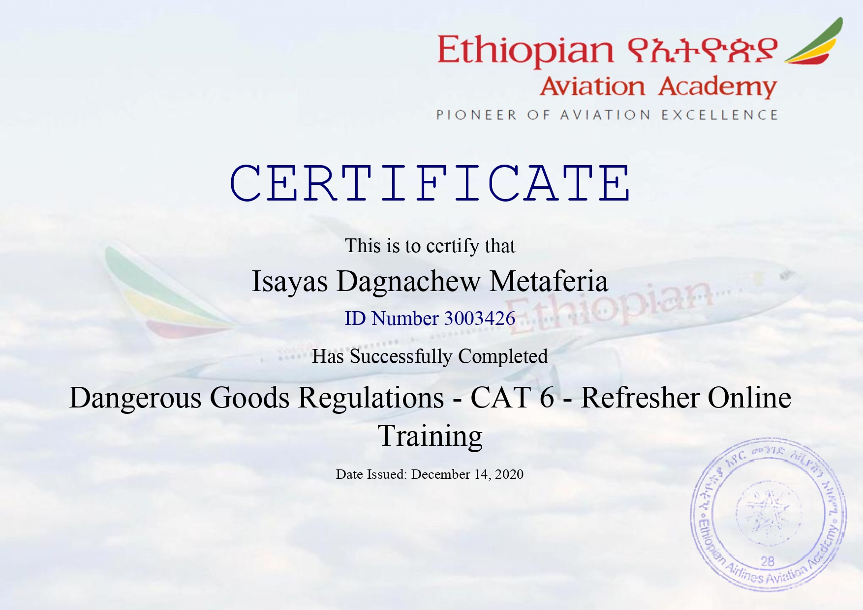 DGR 6_Certificate for Regulations Category 6- Refresher - Isayas Dagnachew_page-0001