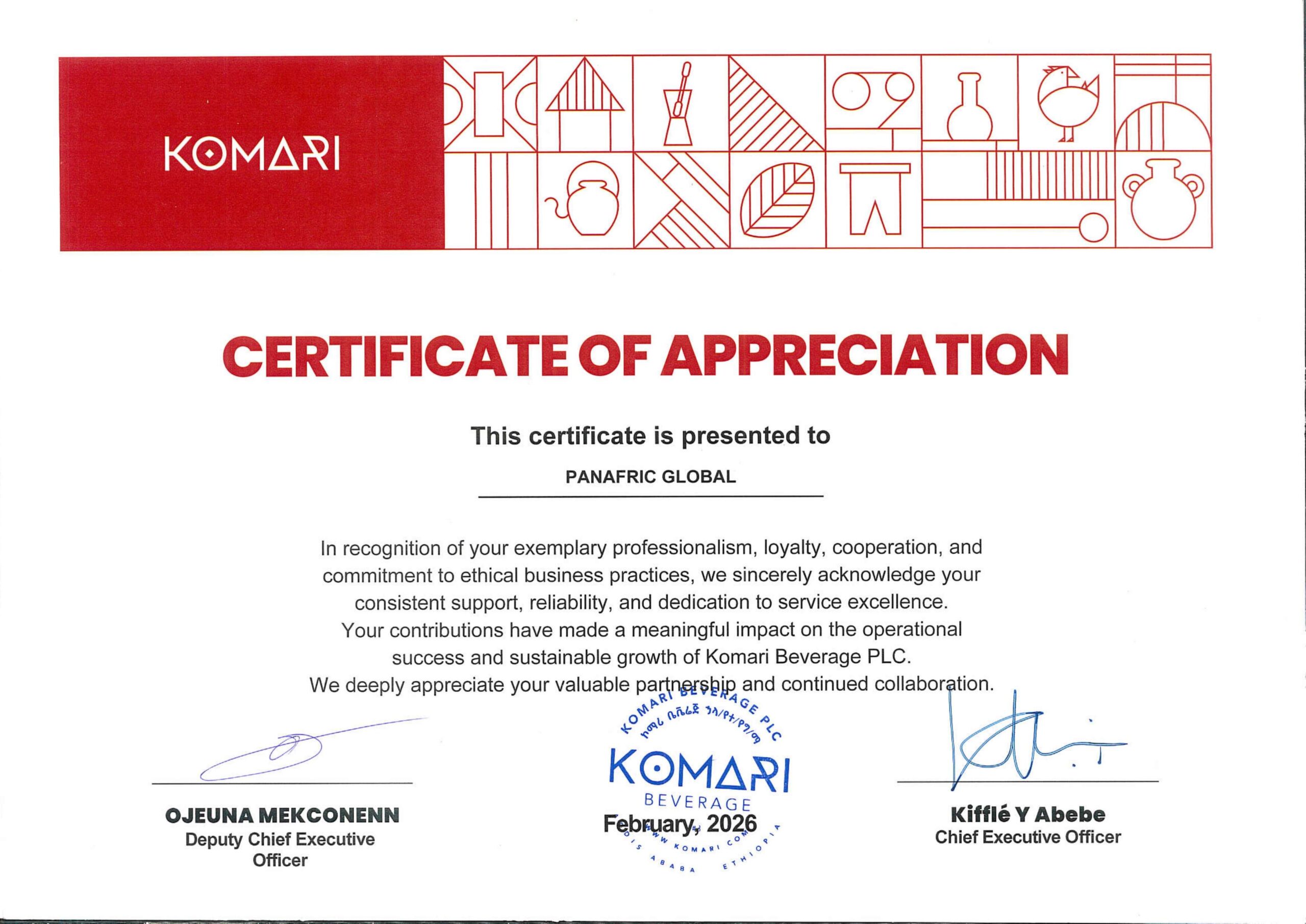 PGL - Certification of Appreciation from KOAMRI